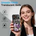 for iPhone 17 Pro Max Case, Black Floral Flower Pattern Case [Compatible with MagSafe] [Translucent Matte] Cute Slim Shockproof Protective Women Girls iPhone Case, Pink Purple Flower