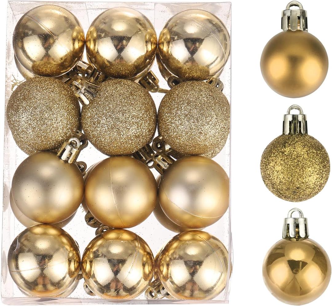 MECCANIXITY Christmas Ball Ornaments Christmas Tree Decorations Balls Gold 1.6"/4CM for Party Decoration Wedding Holiday Christmas Decor 24Pcs
