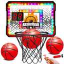VATOS Basketball Hoop Indoor for Kids, Light up Basketball Hoops with 6 Color LED Lighting, Remote Controller, Scoreboard & 3 Balls, Over The Door Basketballs Game Toys Gifts for Kids 5-12 Boys Girls
