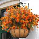 12 Bundles Artificial Fall Flowers for Outdoors Fake Plants - Faux Outside Greenery Boxwood No Fade Plastic Shrubs Decor Farmhouse Home Garden Thanksgiving (Fall Red)