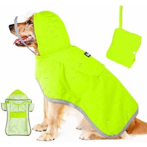Lukovee Dog Raincoat, Adjustable Dog Rain Jacket with Clear Hooded Double Layer for Large Medium Small Dogs Puppies, Waterproof Rain Coat Poncho with Reflective Storage Pocket & Rim(L)