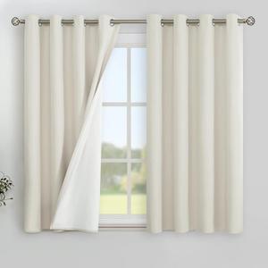YoungsTex Linen Blackout Curtains 54 Inches Length, Full Room Darkening Short Window Drapes Thermal Insulated with Grommet for Bedroom Living Room, 2 Panels, 52 X 54 Inch