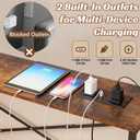2-Pack Narrow Console Table with 2 Power Outlets & USB-C & USB, 78.8" Narrow Sofa Table with Adjustable Height 25"-32", 5.9" Skinny Behind Couch Table with Storage for Living Room, Entryway, Brown