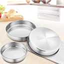 P&P CHEF Cake Pan Set of 3, 8" + 9.5" + 11" Round Baking Layer Cake Pan Tin | Stainless Steel & Mirror Finish, Bakeware for Birthday Weeding Anniversary, Heavy Duty & Non Toxic, Oven & Dishwasher Safe