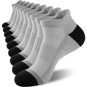 Mens Ankle Cotton Socks 8 Pairs Cushioned Breathable Running Socks Athletic Ankle Anti-Blister Sports Running Socks (Small-Medium, Grey)