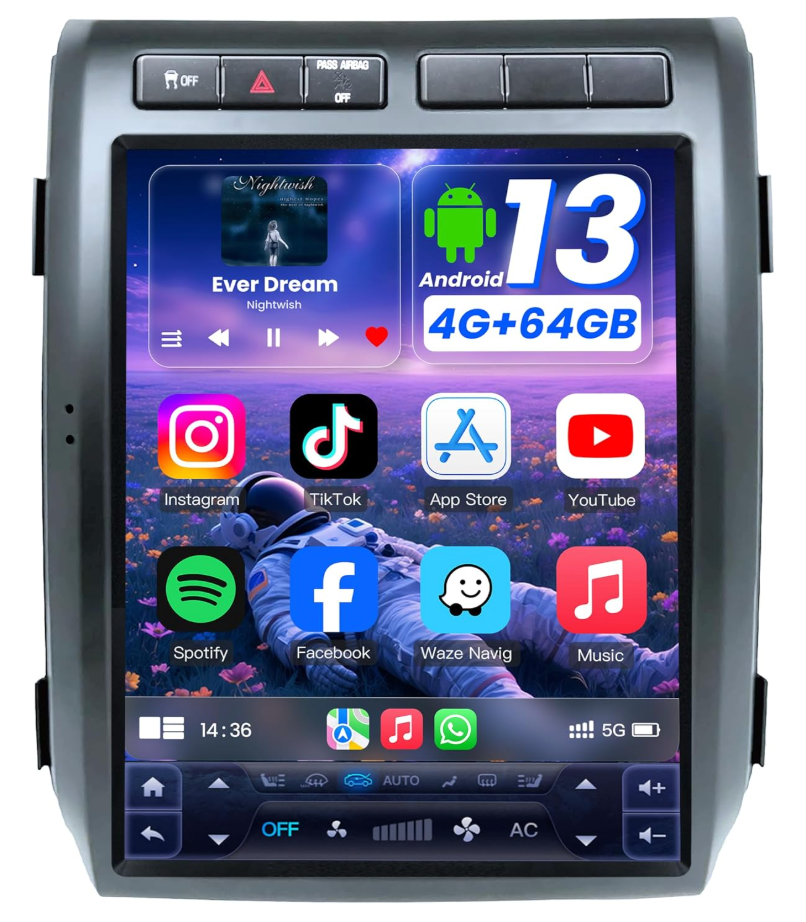 for Ford F150 Radio 2009 2010 2011 2012 Upgrade, 8core CPU Stereo System,12.1inch Touch Screen,Carplay and Android Auto,Free Camera (Only fit Manual AC!)