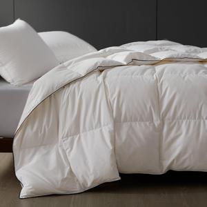 Lightweight Queen Down Comforter for Hot Sleepers & Summer - Noiseless Luxury Duvet Insert with 8 Corner Loops & Black Trim, White 90"x90"