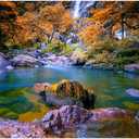 Waterfall Aquarium Background Autumn Jungle Forest Lake Stream Natural Landscape Terrarium Background Tranquil River Huge Rocks Fish Tank Background Fall Forest Theme Reptile Background 72x24in (Orange)