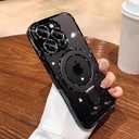 XSHKJDHJS for iPhone 16 Pro Max Case Magnetic Stand,Camera Lens Protection Compatible with Magsafe,Shockproof Clear Phone Case for iPhone 16 Pro Max,Black