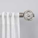 Exclusive Home Curtains Ogee 1" Curtain Rod and Coordinating Finial Set, Matte Silver, Adjustable 36"-72"