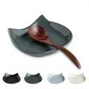 Ceramic Spoon Rest for Stove Top, Cat Cooking Spoon Holder for Kitchen Counter, Cute Spoon Rest Utensil Rest for Spatula Spoons Ladles, Dark Gray