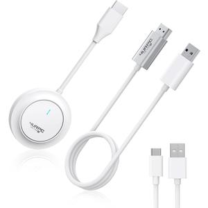 Wireless HDMI Transmitter and Receiver, 4K Decode 1080P Output Wireless Display Adapter 100FT, 2.4G/5G Plug & Play Portable Media Player, Stream Video and Audio to Monitor/TV from Laptop/Game Console