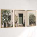Large Vintage Italy City Landscape Framed Canvas Wall Art Set,Green Olive Tree Old House Wall Decor,Malta Modern Minimalist Country Farmhouse Art Print for Living Room,Bedroom,Office-16 x24 x3
