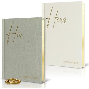 Elegant Linen Wedding Vow Books With Gold Foil Lettering - Perfectly Sized His and Hers Vow Books With Plenty Of Pages To Write Whatever is on Your Heart - A Beautiful Addition For The Wedding Day