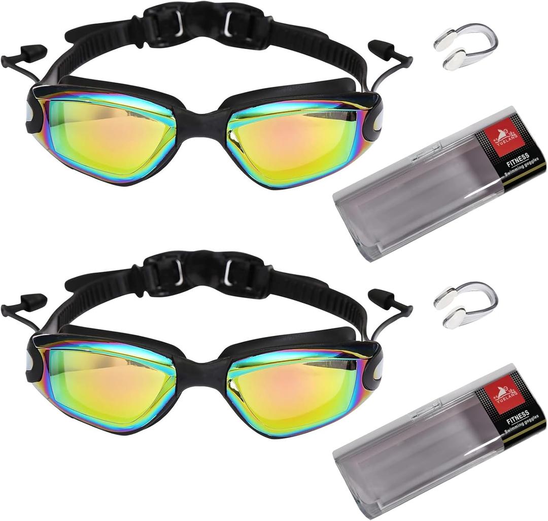 YLYUELANG Swimming Goggles with Earplug Design, No Leaking, Anti-Fog, Anti-UV, Perfect Swim Goggles for Men, Women and Youth