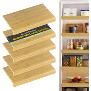 Bamboo Wire Shelf Covers, 28" W x 16" D, 5-Pack, Natural