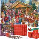 Advent Calendar 2024 Christmas Puzzles, 24 Days Jigsaw Puzzle Countdown to Christmas Family Activity, Funny Advent Calendars Jigsaw Puzzle for Xmas Party Favors, Boys Girls Christmas Gifts