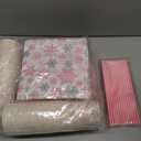 Funnymoom 452 Pcs Pink Snowflake Party Supplies Serves 50, Pink Snowflake Paper Plates Napkins Cups Tablecloth Cutlery Straws for Christmas Winter, Baby Shower Wonderland Birthday Party Decorations