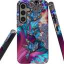 for Samsung Galaxy S24+ Case 2-in-1 Glossy All Inclusive Anti Fall Doublelayer Protection Soft TPU+PC Back Pattern Case Compatible with Samsung Galaxy S24+ 6.7inch for Girls Diamond Bird