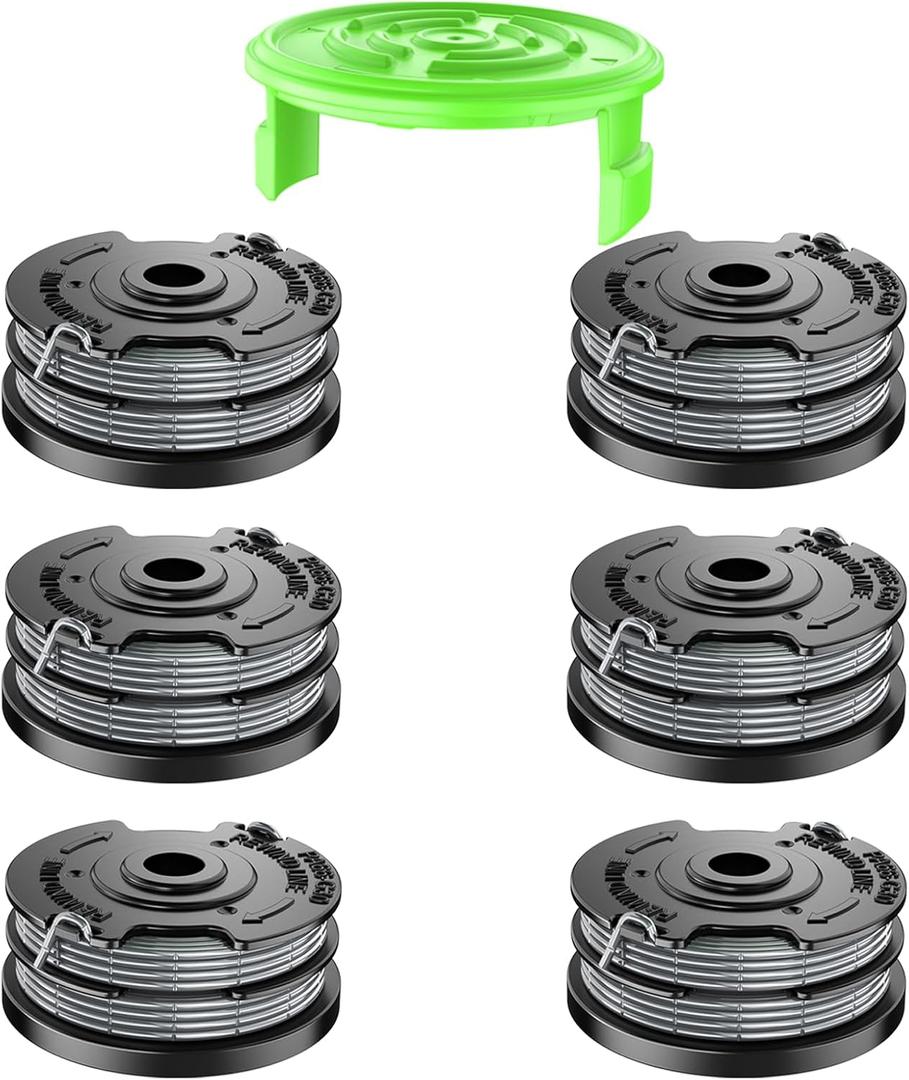 7 Pcs Dual Line String Trimmers Spools Compatible with Greenworks Model 2101602, 2101602A, STBA40B210, BST4000, 0.065" Line Replacement Spool (2900719) and Spool Cap Cover(6 Spools + 1 Cap)