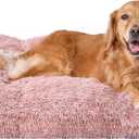 EHEYCIGA Fluffy Dog Crate Bed for Extra Large Dogs, Plush Faux Fur Crate Pad, Calming Anti Anxiety XL Dog Bed, Washable Soft Warm Crate Mat with Non-Slip Bottom, Pink (41.3 x 27.5)