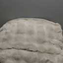 Cozy Bliss Faux Fur Throw Blanket for Couch, Cozy Warm Plush Striped Blanket for Sofa Bedroom Living Room, 108 * 90 Inches Beige