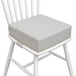 Booster Seat for Kitchen Chair (PU Material),Toddler Booster Seats for Dining Table Portable for Travel Camping Eating Double Safe Straps Non-Slip Bottom (Grey)