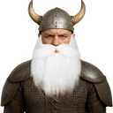 Yan Dream Men Synthetic Short Straight Cosplay Fake Beard and Mustache Halloween Party Accessory (White)