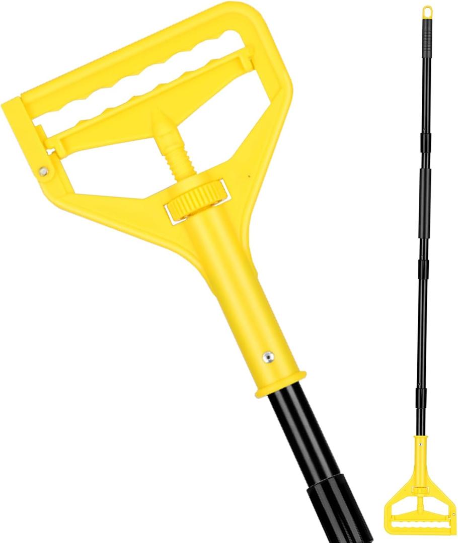 Commercial Mop Handle Heavy Duty,58" Industrial Mop Stick,Wet Mops Head Replacement Holder for Professional/Industrial Floor Cleaning, Yellow