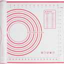 Silicone Baking Mat, 16" x 24" - Non-Slip Pastry Mat for Rolling Dough, Pie Crust & Fondant, Oven Liner with Measurement (Red)