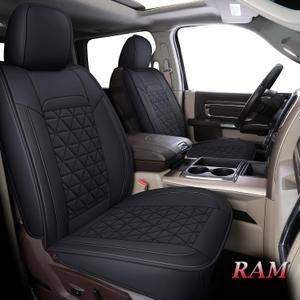 Coverado Ram Seat Covers Full Set, Waterproof Ram 1500 Seat Cover Compatible with 2002-2025 Dodge RAM 1500 2500 3500 Crew Quad Cab with Curved Bench, Black