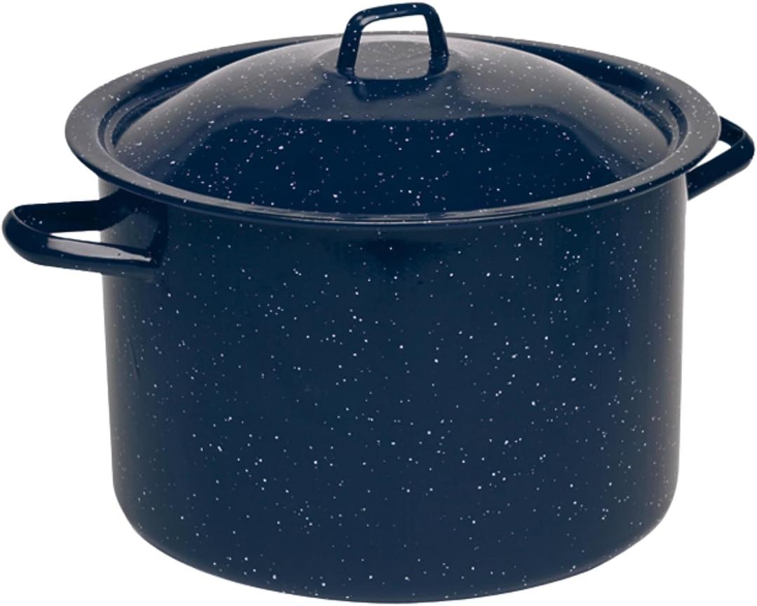 IMUSA USA Enamel Steamer Pot, 16-Quart, Blue