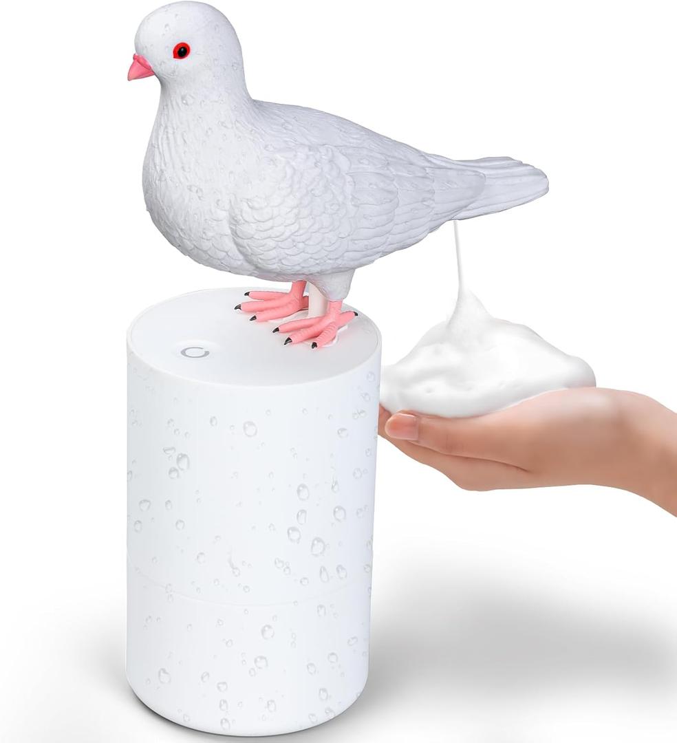 Pigeon Automatic Induction Foam Soap Dispenser, Touchless for Bathroom & Kitchen, Bird-Shaped Hand Soap Dispenser (White)
