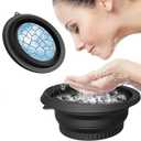 Large Silicone Bowl for Face Ice Bath with Built-In Icetray, Foldable and Hanging Design for Easy Storage and Carrying, Dipping Face Ice Bath at Home and Travel (Black)