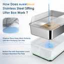 2PK Stainless Steel Litter Box with Lid, High Sided Sifting Litter Boxes for Pine Pellets, 17.3"x13.4"x10.5" Enclosed Metal Litter Box for Small Cats & MultiCat Homes, Anti-Leakage, Easy Cleaning