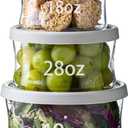 Glass Food Storage Containers with Lids, Leak-Proof BPA Free Round Glass Containers with Lids for Storage soups and leftovers - Microwave, Dishwasher, Freezer Safe (Gray 3PCS)