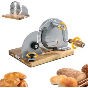 Manual Bread Slicer,Multi-Functional Foldable Hand-Cranked Bread Slicer with Steel Guard Plate and Non-Slip Base Pad Features Adjustable Thickness with Scale Lines for Even slicing Homemade(Gray)