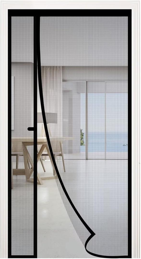 RELIANCER Fiberglass Magnetic Door Screen,Fit Doors Size 40"x82",Auto Close Screen Door Mesh w/Magnets,Left Right Side Opening,Patio Doorway Net Screens,Self-Closing Doors Cover,Doorway Curtain Mesh