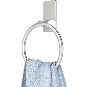 Adhesive Towel Ring, Bathroom Hand Towel Holder SUS304 Heavy Duty Stick On Towel Holder for Kitchen, Brushed Nickel (1 pack)