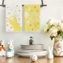 Artoid Mode Yellow Rabbit Flowers Bless Our Home Happy Easter Spring Kitchen Towels Dish Towels, 18x26 Inch Farmhouse Summer Decoration Cleaning Set of 4