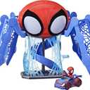 Marvel Spidey and His Amazing Friends Web-Quarters Playset with Lights and Sounds, Includes Spidey Action Figure and Toy Car, for Kids Ages 3 and Up,F1461