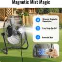 16" Misting Fan, Magnetic Misting Fans for Outside, Up to 26ft Cooling Mist, 2-in-1 Floor & Wall-Mounted Fan Mister, 3-Speed, 180 Adjustable Tilt, Portable for Patio, Backyard