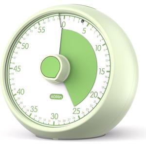 Visual Timer for Kids 60-Minute Countdown Timer with Optional Alarm, Focus Tool for ADHD & Autism, Time Management for Homework, Chores, Office, Kitchen, Teaching & Study Routines (Light Green)