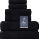 COZYART Black Bathroom Towel Sets 6Pcs 650 GSM 100% Cotton Bath Towel Set for Bathroom Super Absorbent Durable Luxury Set with 2 Bath Towels, 2 Hand Towels, 2 Washclothes