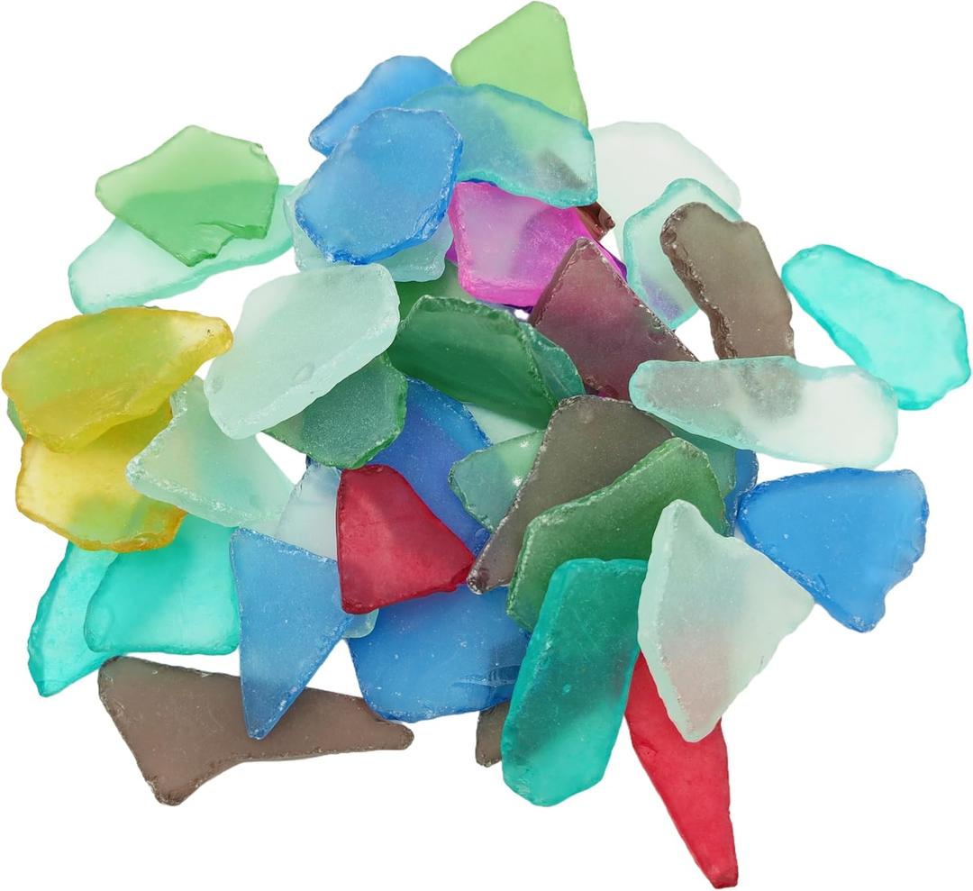 1.1lb Irregular Frosted Glass Mosaic Tiles Bulk  DIY Craft Supplies for Jewelry, Picture Frames, Coasters, Garden Decor, Indoor & Outdoor Mosaic Art Projects (Mix Color, 0.98-2.36 inch)