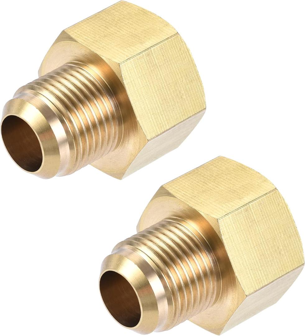 uxcell Brass Pipe fitting, 1/2 SAE Flare Male 5/8 SAE Female Thread, Tubing Adapter Connector, for Air Conditioner Refrigeration