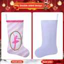 2 x 19 inch Ballet Christmas Stocking, Ballerina & Gold Trim Design, Fireplace Decor for Family Holiday Party Supplies Gifts