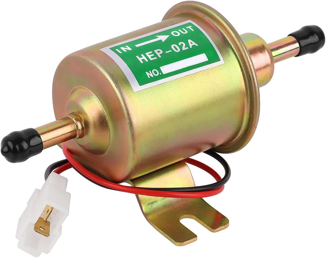 12V General Purpose Electric Fuel Pump, Low Pressure 2.5-4 PSI Inline, Gasoline Diesel Engine Gasoline Transfer Fuel Pump for Carburetor Lawn Mower Boat Carter HEP-02A