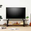 Bamboo TV Stand for TVs up to 65", Accent Entertainment Center with Storage, Media Console Table with Shelf, Modern TV Stand for Living Room, Bedroom, 54.3"(L), Black