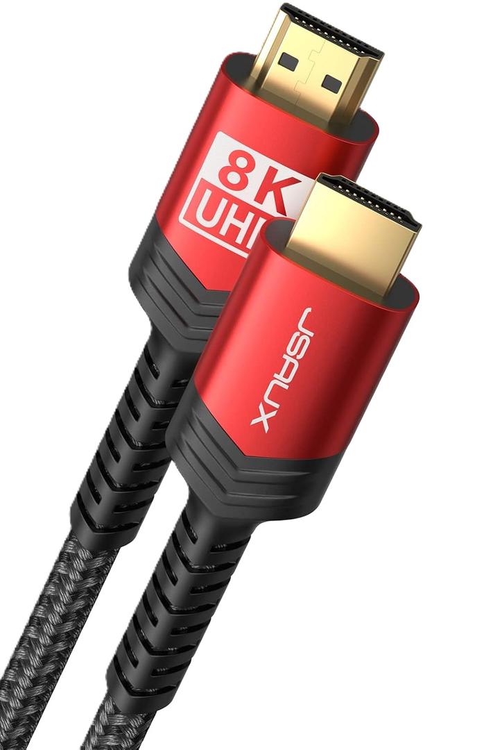 JSAUX 8K HDMI Cable 2.1 6ft, 48Gbps 8K & 4K Ultra High Speed HDMI Braided Cord, 4K @ 120Hz 144Hz, HDCP 2.2 & 2.3, HDR 10, eARC Compatible with Laptop Monitor UHD TV PS5 PS4 Dolby